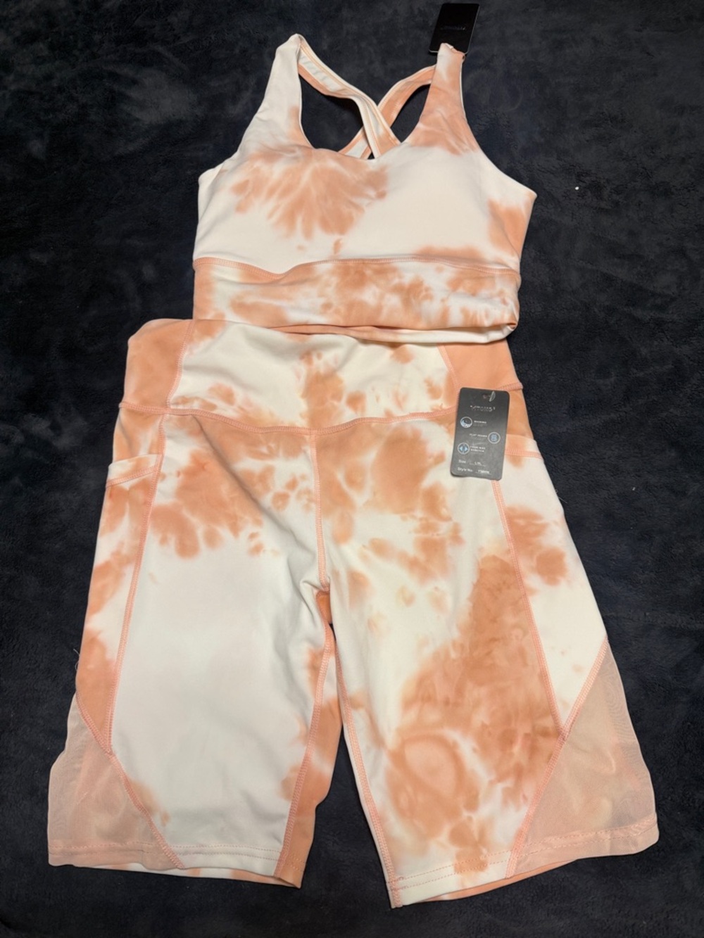 Girls' Peach Tie-Dye High-Waist Leggings